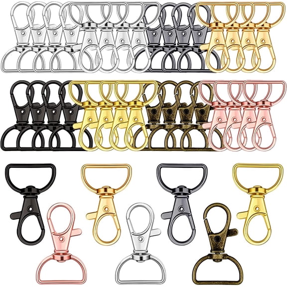 40 Pieces Swivel Clasps Lanyard Snap Hooks with D Rings, Metal Keychain Clip Hook Lobster Claw Clasp for Keychain Purse Hardware Sewing Jewelry DIY Craft Project (25 mm), 25mm