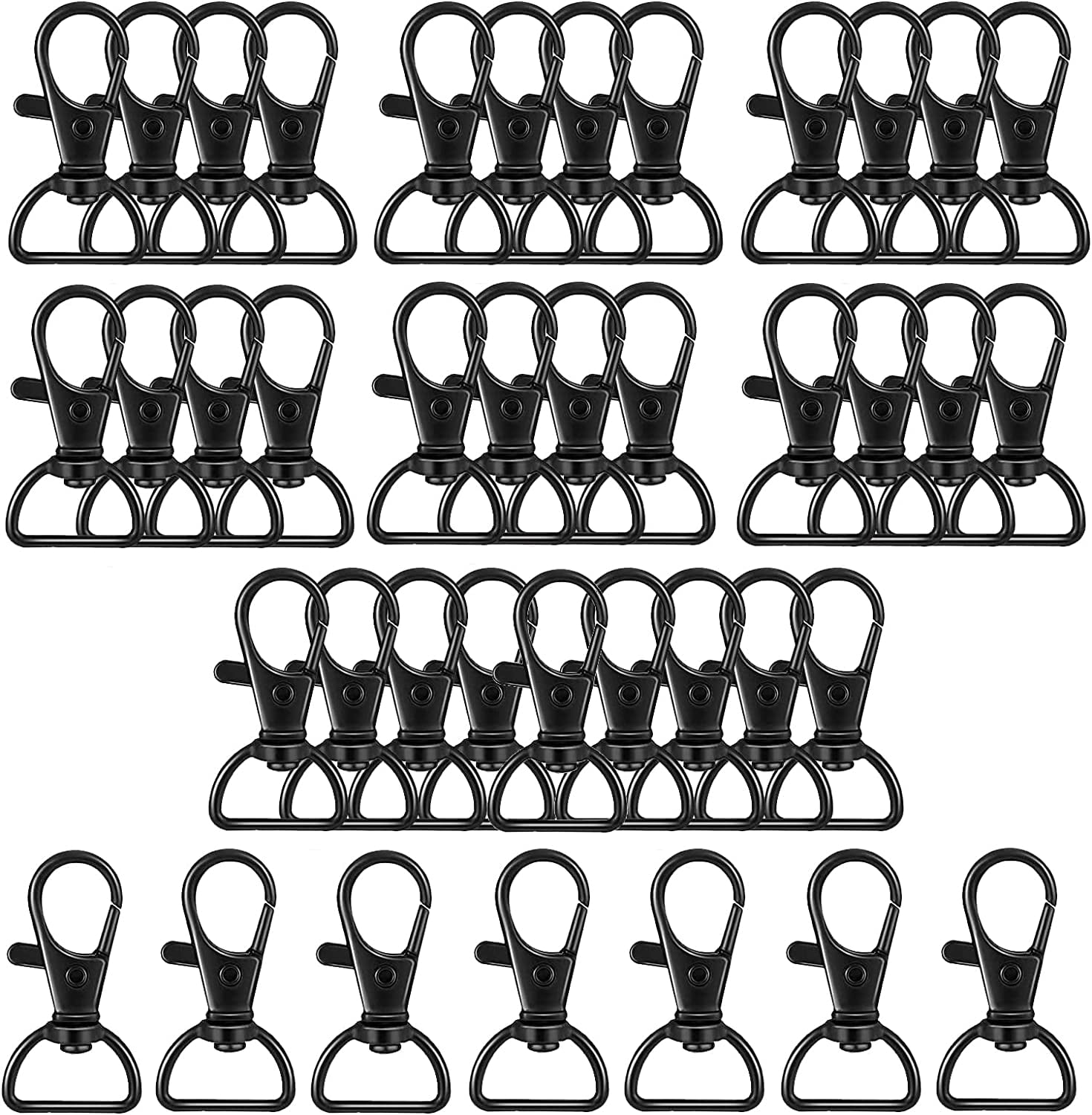 40 Pieces Swivel Clasps Lanyard Snap Hooks with D Rings, Metal Keychain Clip Hook Lobster Claw Clasp for Purse Hardware Sewing Jewelry DIY Craft Project (Black, 25 mm)