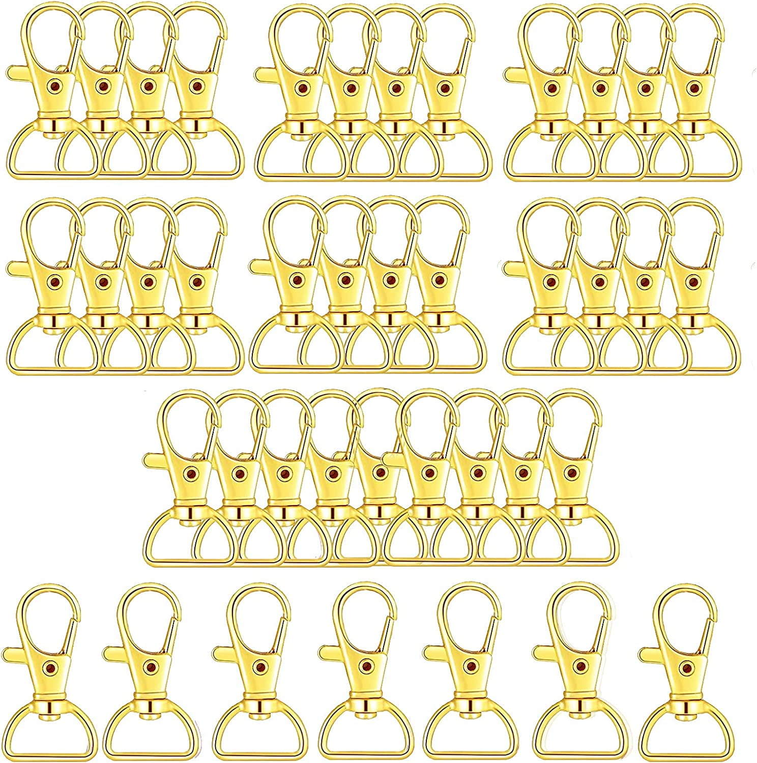 40 Pieces Swivel Clasps Lanyard Snap Hooks with D Rings, Metal Keychain Clip Hook Lobster Claw Clasp for Keychain Purse