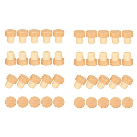 40 Pieces T Shape Wine Corks Tasting Corks T Shape Wine Corks with Beech Top Wooden Wine Stopper Stoppers