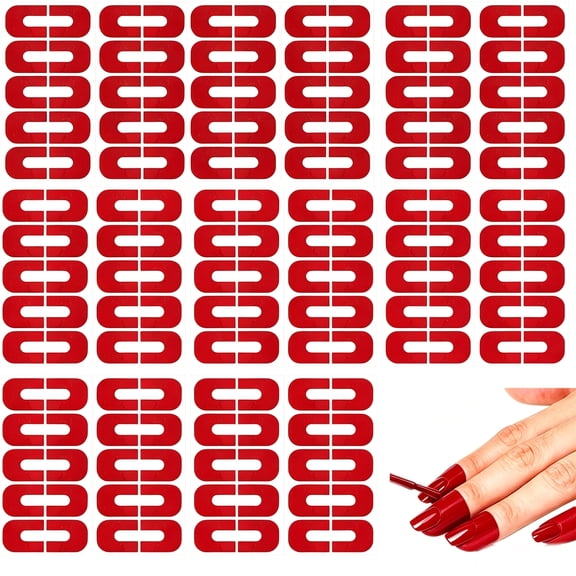 40 Pieces U Shape Nail Polish Protector, Nail Guards Spill Proof Stickers Peel Off Nails Stickers, U-Shape Finger Shields Stickers, Peel Off Barrier for DIY, Red