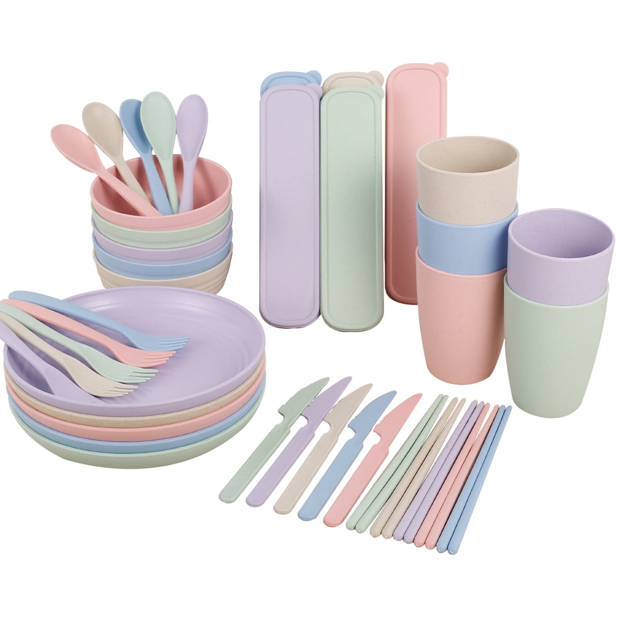 NUAHRHY 40 Pieces Unbreakable Dinner Sets for 5 Person Lightweight