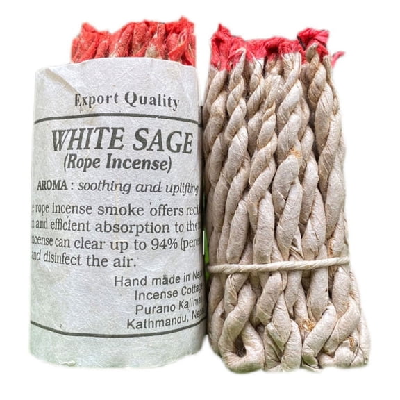 40 Pieces White Sage Incense Rope Set for Home Office Temple Yoga Purifying