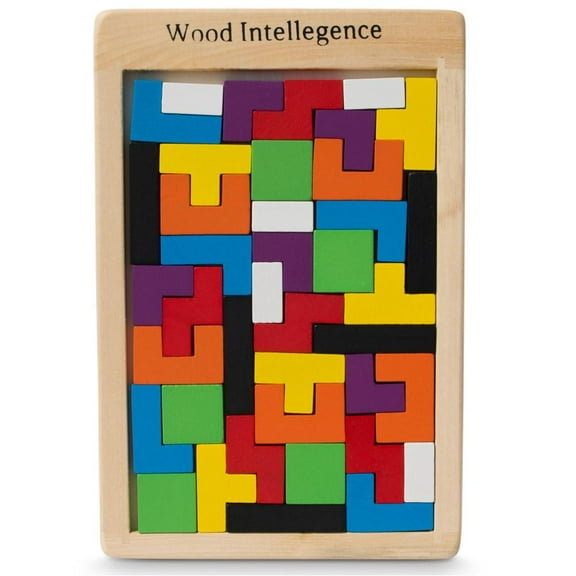 40 Pieces Wooden Interlocking Block Puzzle Brain Teaser