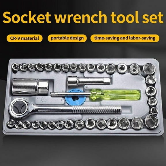 40 Pieces of Auto Repair Tools, Car-Mounted Tools, Repair Tools, Emergency Socket Combination Wrench