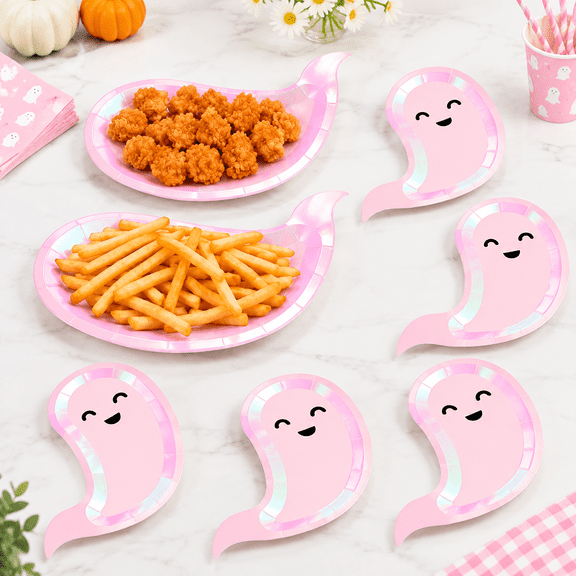 40 Pink Disposable Ghost Paper Plates For Party
