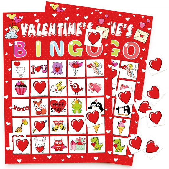40 Players Valentines Day Bingo Cards Party Supplies Activity for Adults, Family Activity