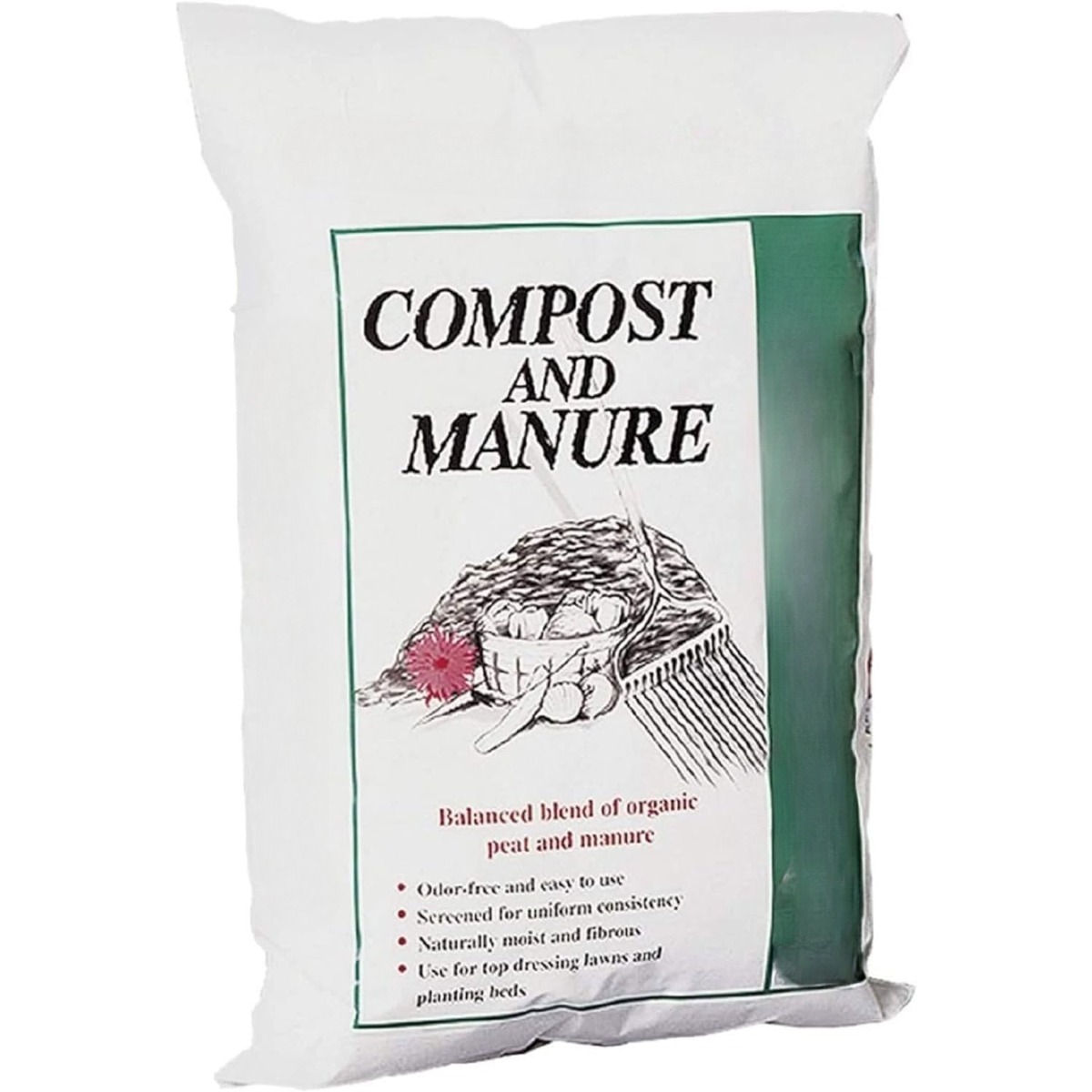 40 Pound Garden Compost and Manure with Odor Free Blend and Naturally Moist and Fibrous for Lawn