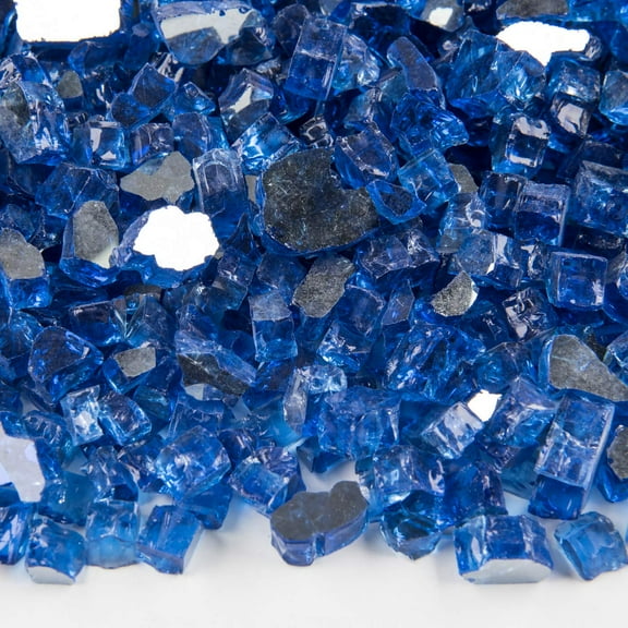(40 Pounds) 1/2 Inch Premium Cobalt Blue Reflective Bulk Fire Glass, Tempered For Fire Pit & Fireplace (Cobalt)