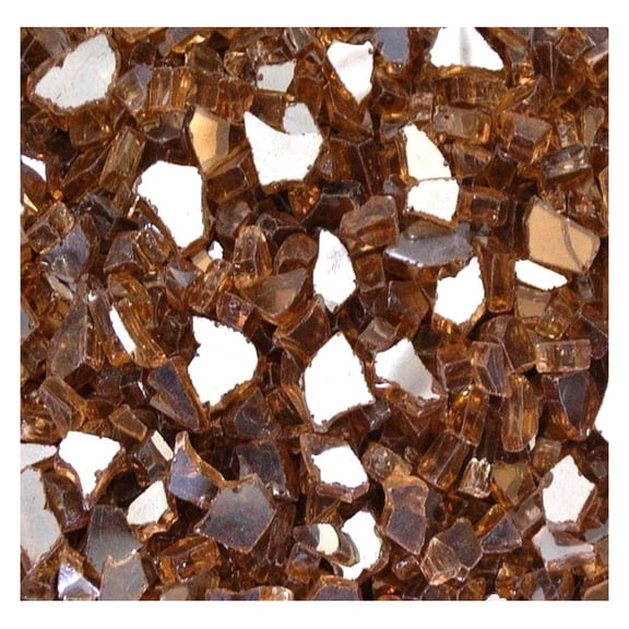 (40 Pounds) 1/2 Inch Premium Copper Amber Reflective Bulk Fire Glass, Tempered for & Fireplace (Amber)