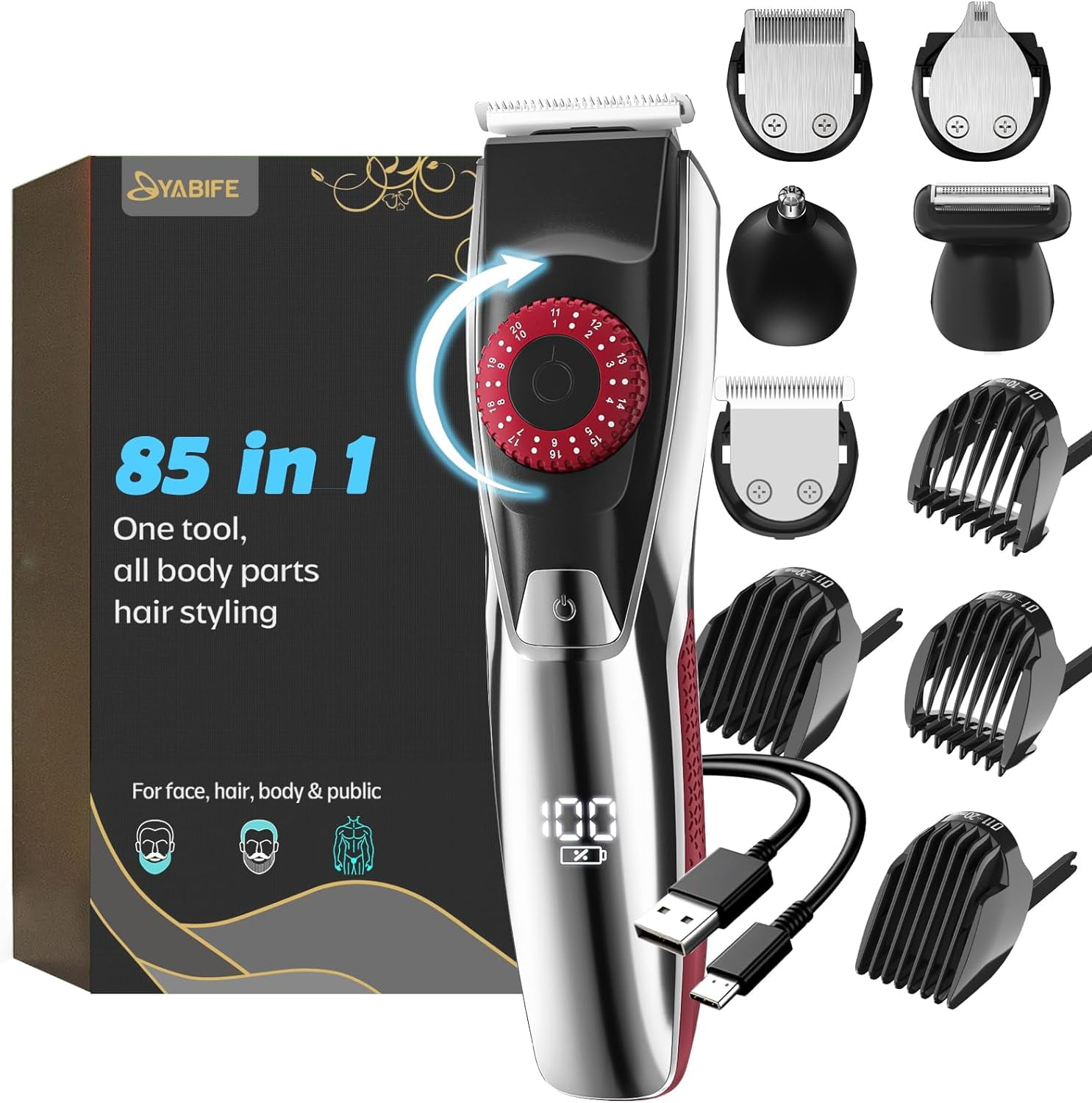 40 Precisions Beard Trimmer For Men With Foil Shaver, For Stubble