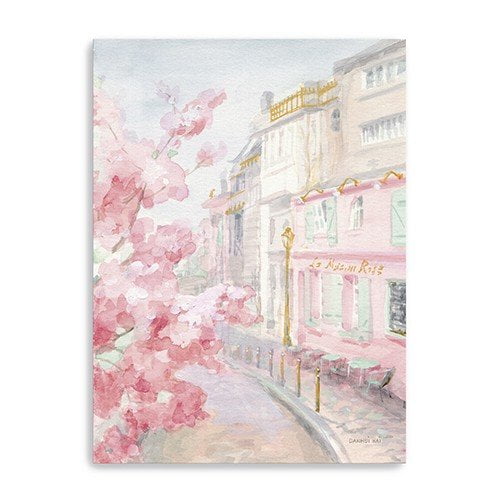 40" Pastel Pink Paris Street Canvas Wall Art