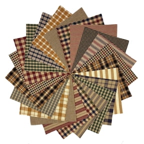 40+ Primitive Plaids Homespun Cotton Fabric 6" x 6" Precut Quilt Squares Charm Pack by JCS