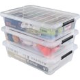 thumbnail image 1 of 40 Quart Clear Plastic Underbed Storage Bins, Large Plastic Latching Storage Boxes with Wheels, 3 Packs, 1 of 7
