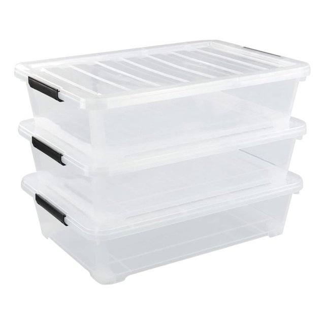 40 Quart Plastic Underbed Storage Boxes, Clear Under Bed Plastic