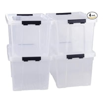 40 Quart Storage Bins with Wheels - Clear Plastic Storage Box 4 Pack - Large Storage Containers with Lids - 18.11 x 13.39 x 11.42 Inch - Rolling Storage for Home, Closet, Dorm
