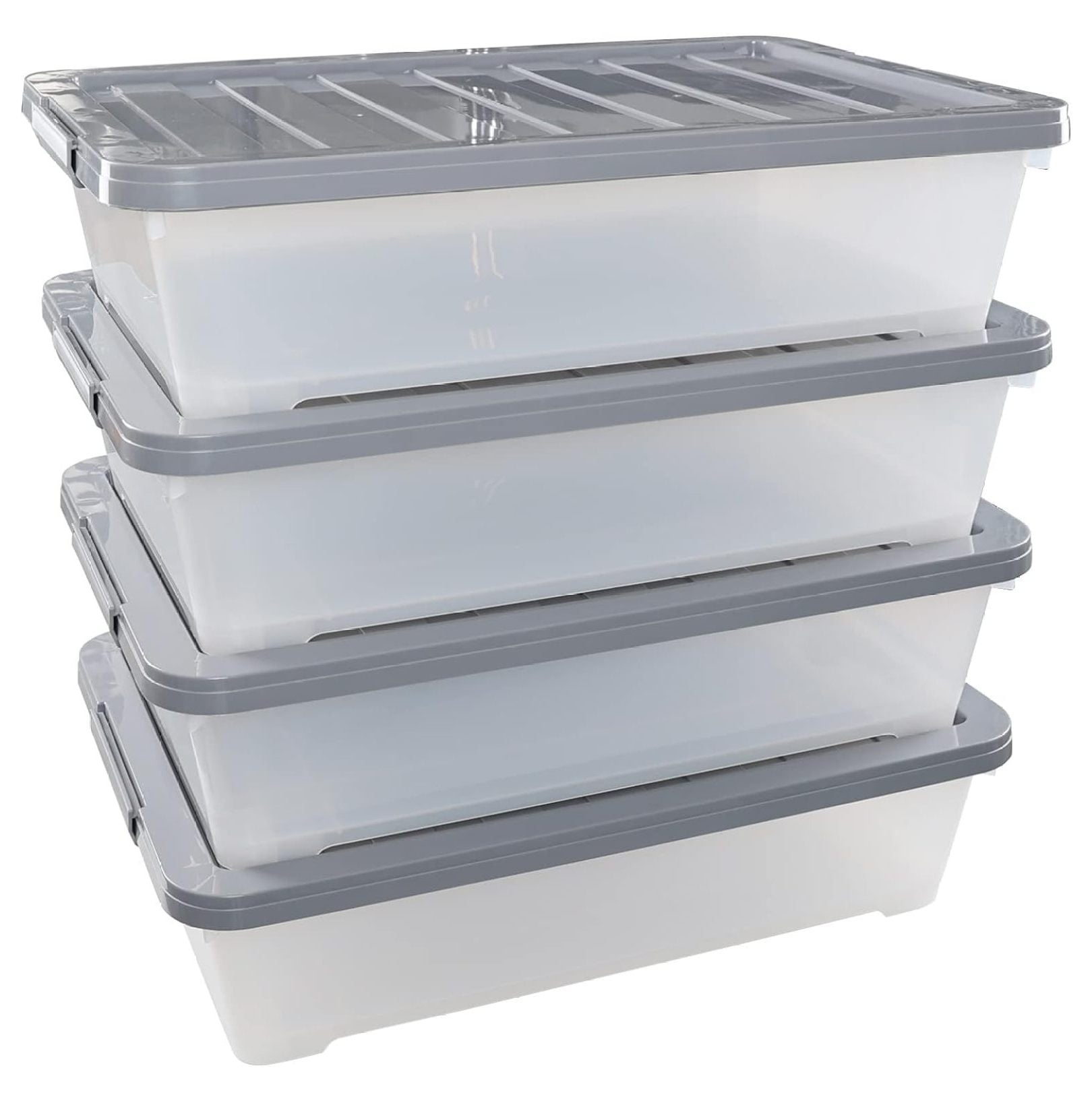 40 Quarts Under Bed Boxes with Wheels, Large Shallow Storage Box Bins