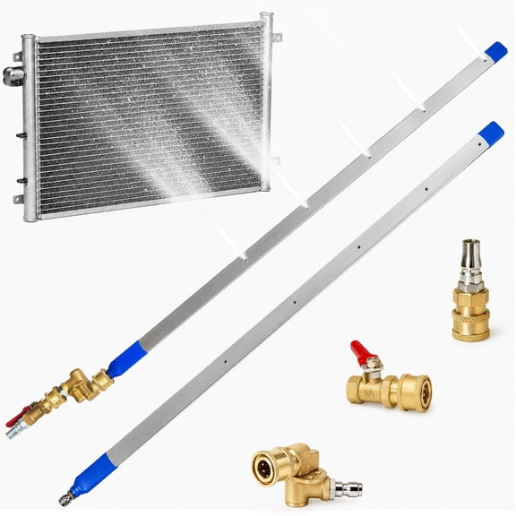 40'' Radiator Cleaning Wand, Dual Purpose RadiatorFlush Kit for Pressure Air Pump & Pressure Washer, Chassis Flusher, Portable RadiatorCleaner for Car Trucks, with 1/4''Quick Coupler