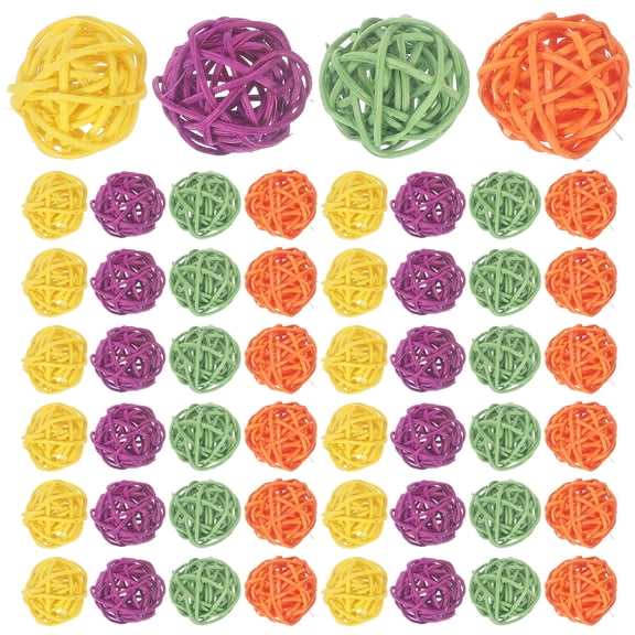 40 Rattan Balls Decorative Orbs Natural Woven Vase Filler Balls Ceiling Hanging Ornaments Pendant for Home Office Wedding Birthday Party 3cm