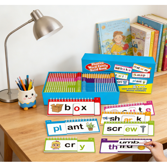 40 Read & Rhyme Flip Books with Phonics Flashcards – Sight Word & Word Family Practice, Interactive Educational Games to Strengthen Early Reading & Literacy Skills