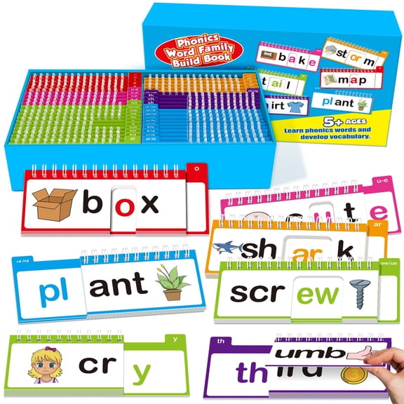 40 Read and Rhyme Flip Books,Phonics Word Family Build Book Learn to Read Phonics Flash Cards, Flash Cards Kindergarten Reading Books, Flip Book Word Games for Preschool Learning Activities