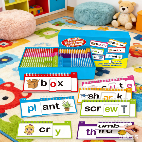 40 Reading Rhymes Flip Book Vocabulary Flashcards Sight Words Cards Foundational Reading Skills Interactive Learning, Learn to Read Phonics Educational Games