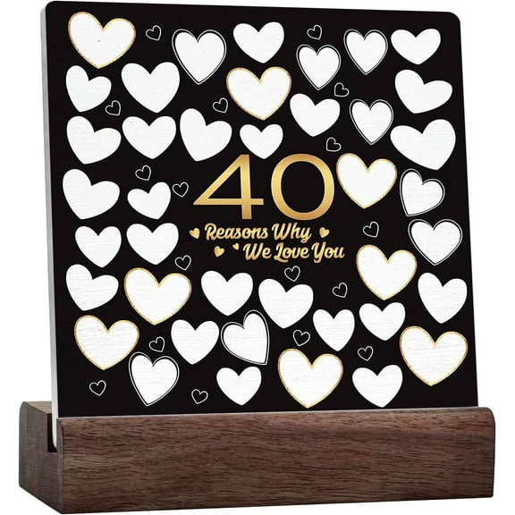 40 Reasons Why We Love You Sign,40Th Birthday Decorative Ceramic Desk Sign Desk Decor,40Th Birthday Gifts For Women Men,Great 40Th Anniversary Or 40Th Birthday Party Decoration