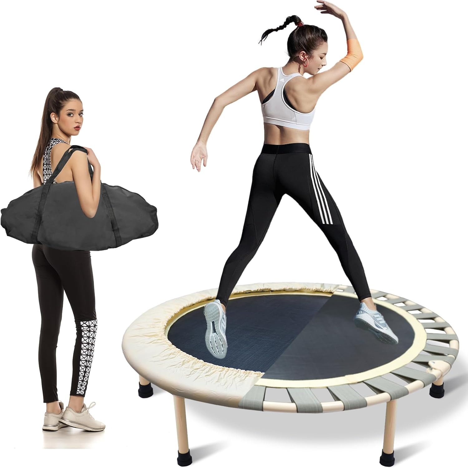 Mini Trampoline Pliable - Portée 75kg - 45x16cm - Pour Fitness Silencieux Intérieur/Extérieur - Enfants & Adultes