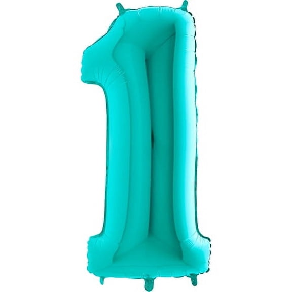 40" Robin's Egg Blue Number 1 Balloon - Shiny Mylar Balloon - Birthday Party Balloon