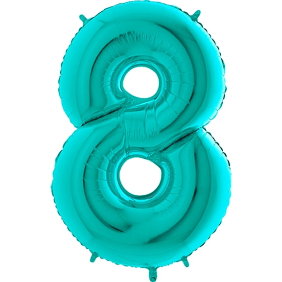 40" Robin's Egg Blue Number 8 Balloon - Shiny Mylar Balloon - Birthday Party Balloon
