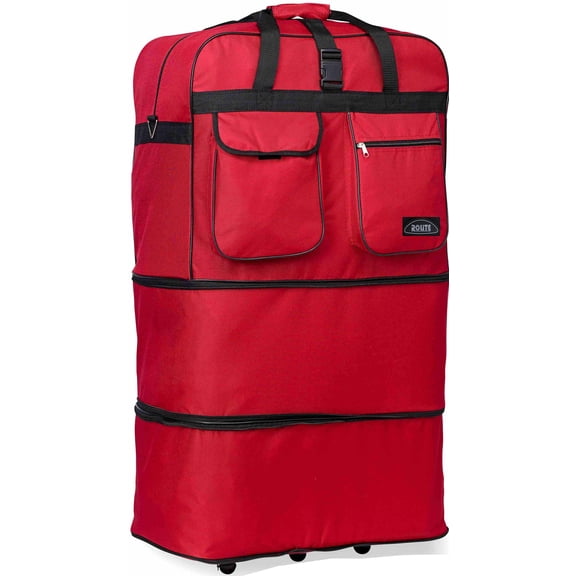 40" Rolling Wheeled Duffel Bag Spinner Luggage Bag (Red)