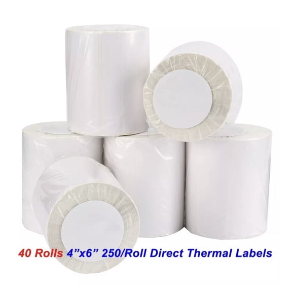 40 Rolls 250 Direct Thermal Shipping Labels 4x6 For Zebra LP2844 ZP450 Eltron