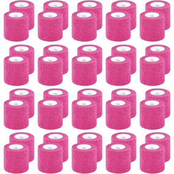40 Rolls Self Adhesive Bandage Wrap, 2 Inch x 5 Yards Elastic Self Athletic Tape,Pink Adherent Wraps,Breathable Stretch Bandage Wrap Sports for Sprain,Sports,Pets,Wrist,Ankle(Pink)