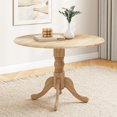 thumbnail image 1 of 40” Round Dining Table for 4 People, Wooden Kitchen Table with Curved Trestle Legs, Large Dinner Table for Kitchen, Dining Room, Living Room, Restaurant, Natural, 1 of 7
