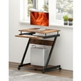 thumbnail image 1 of Soges Z-Type Laptop Desk Mobile Standing Laptop Cart Small Workstation with Keyboard Tray Work Stand for Small Space, Walnut, 1 of 6