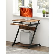 Soges Z-Type Laptop Desk Mobile Standing Laptop Cart Small Workstation with Keyboard Tray Work Stand for Small Space, Walnut