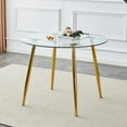 thumbnail image 1 of 40" Round Glass Dining Table, Paproos Dining Table for 4, Kitchen Table with Gold Plated Metal Legs, Minimalist Glass Dining Room Table for Kitchen, Gold(Only Table), 1 of 8