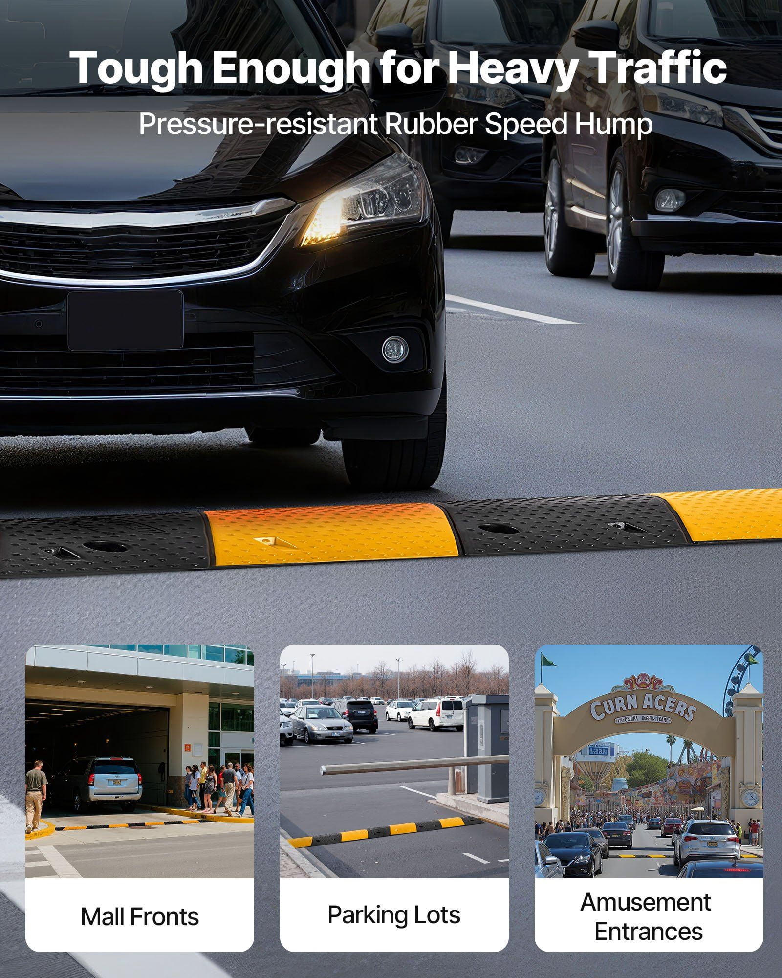 40 in Rubber Speed Bump,2 Pack,2 Channel Heavy Duty Traffic Speed Hump ...