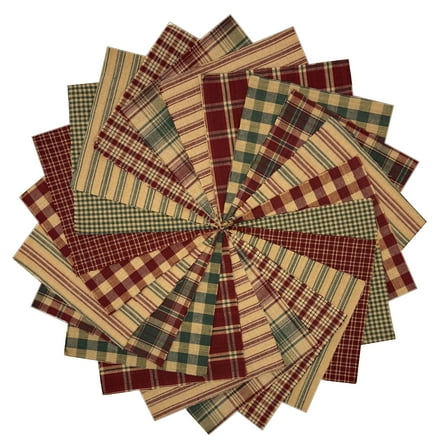 40 Rustic Christmas Plaid Homespun 5 inch Charm Pack Quilt Squares by JCS