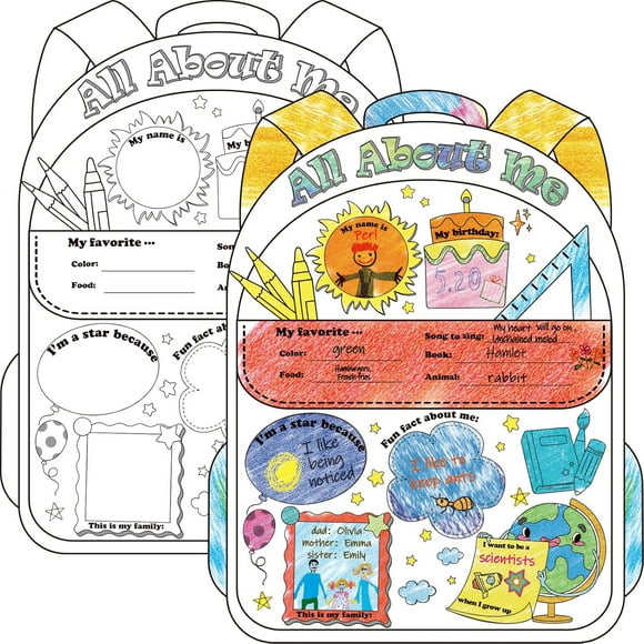 40 Schoolbag Read All About Me Posters Star Students Posters to Fill in for Kids Students Teachers All About Me Poster Decoration Elementary School Kindergarten Classroom Supplies