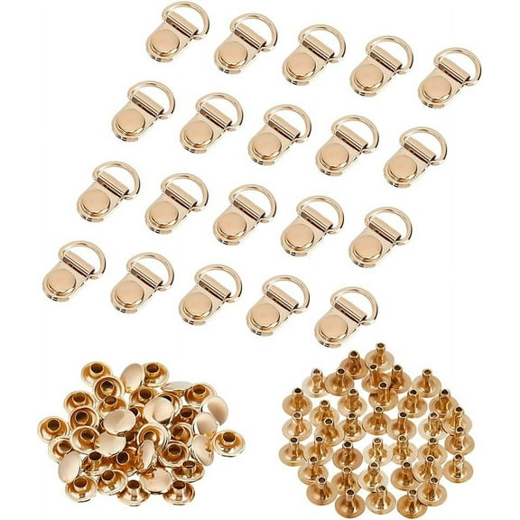 40 Set Gold Lace Hooks Metal Shoelace Buckle Shoes Eyelets Hook Shoes Lace Safety Buckle Loop D-ring with Rivets for Mountaineering Boots Gunmetal Climb HikingGolden