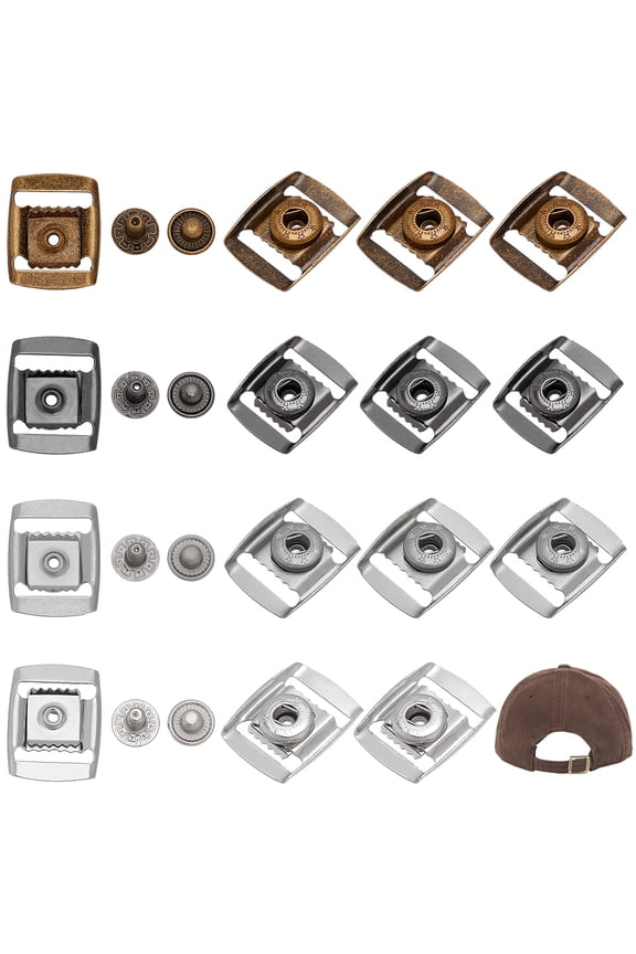 40 Set Stainless Steel Hat Cap Buckle 4 Colors Baseball Hat Adjustment Buckle Hats Rectangle Snap Replacement