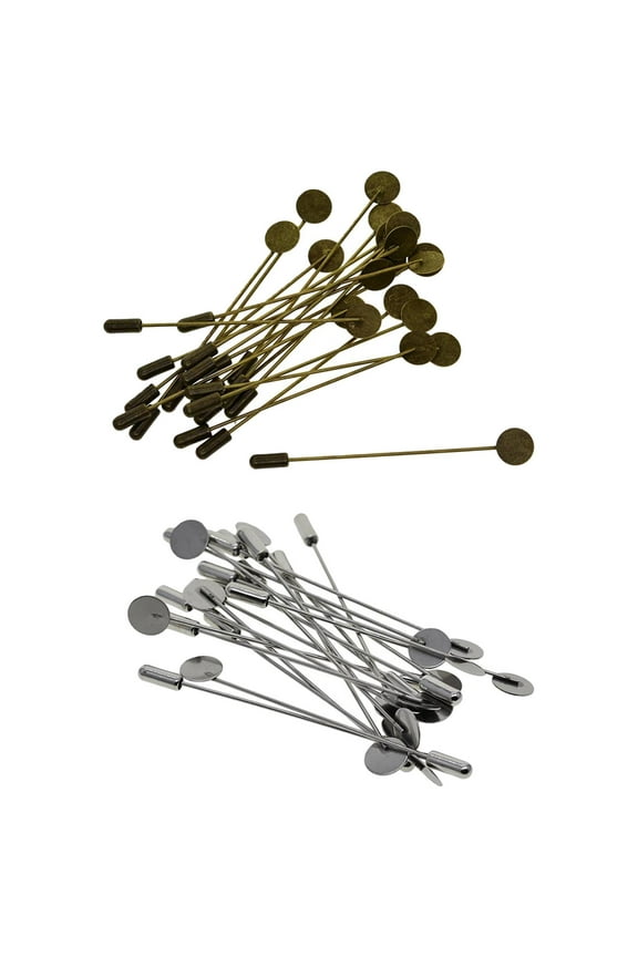 40 Set Stick Pin Stems Hat Lapel Brooch Base Brooch Parts DIY Making Craft