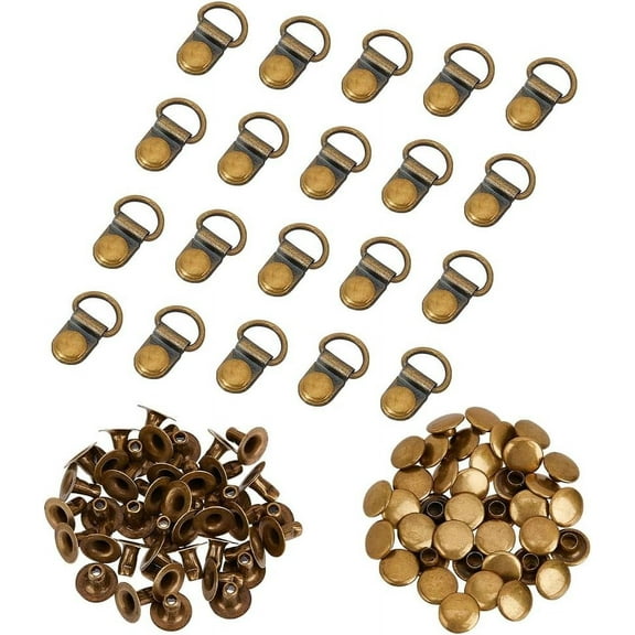 40 Set Tibetan Brown Shoes Eyelets Hook Shoes Lace Safety Buckle Metal Shoelace Buckle Loop Dring with Rivets for Climb Hiking Shoes Mountaineering Boots Gunmetal