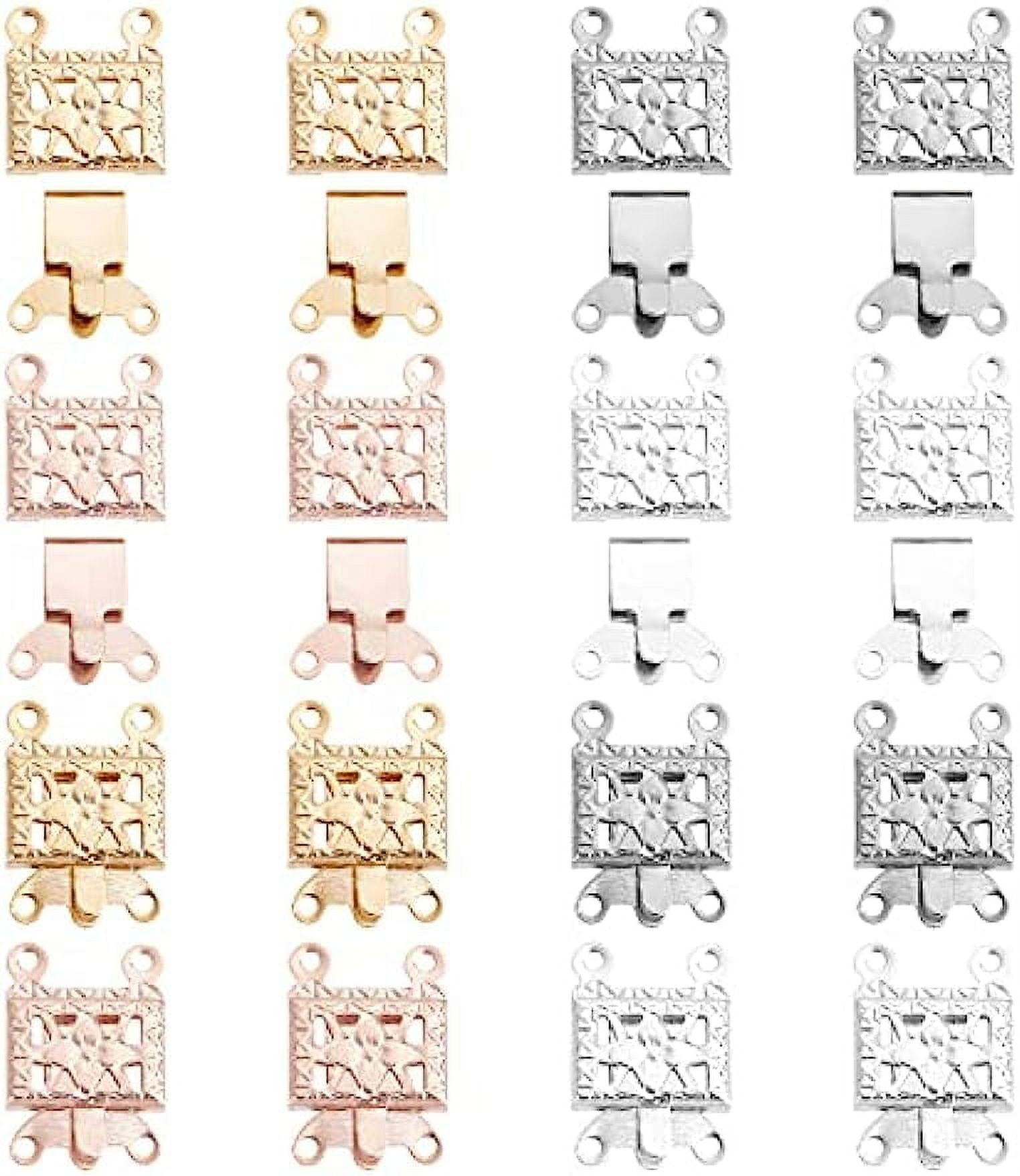 Dailyacc Layered Necklace Clasps,4 Pieces 2 Size Slide Clasp Lock Necklace  Connector for Multi Strands Slide Tube Clasps