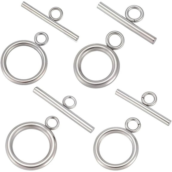 40 Sets 4 Sizes Toggle Clasp 304 Stainless Steel OT T-Bar Ring Clasp for DIY