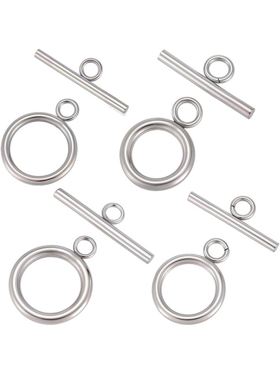 40 Sets 4 Sizes Toggle Clasp 304 Stainless Steel OT T-Bar Ring Clasp for DIY