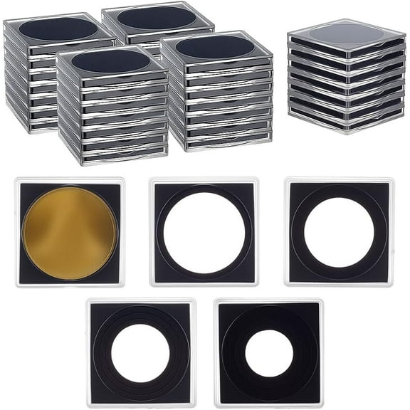 40 Sets Coin Snap Holders Adjustable Plastic Coin Collection Cases with Sponges Inside Square Transparent Plastic Storage Display Case Silver Dollar Protection Cases for Collectors for DIY
