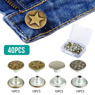 24 Sets Silver and Copper Jean Buttons, Replacement Kit with Buttons &  Fasteners in Clear Plastic Storage Box for Denims, Jeans, and Jackets  Repair