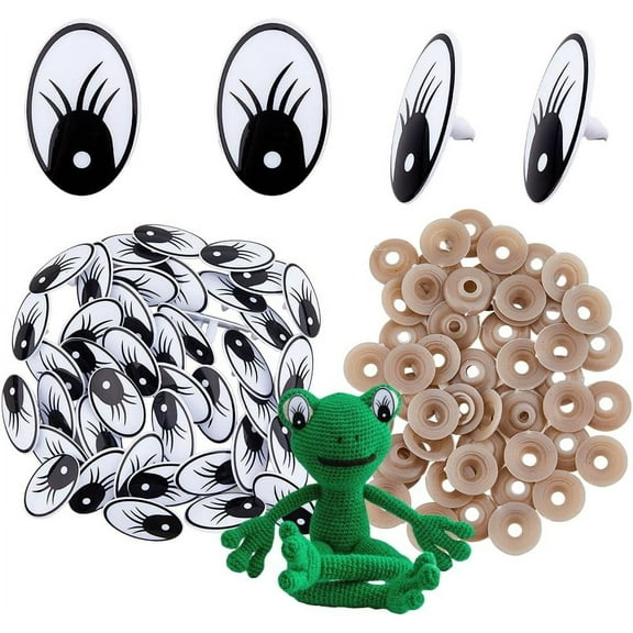 40 Sets Large Safety Eyes 30mm Crochet Eyes for Amigurumi Puppet Craft Eyes with Washers for Crocheting Stuffed Animal Cartoon Eyes for DIY